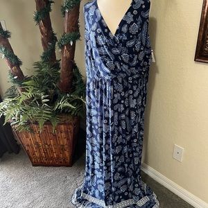 London Times women’s maxi floral blue dress size 20W pit 25” length 59”